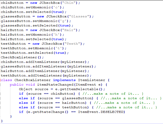 codigo jcheckbox en swing