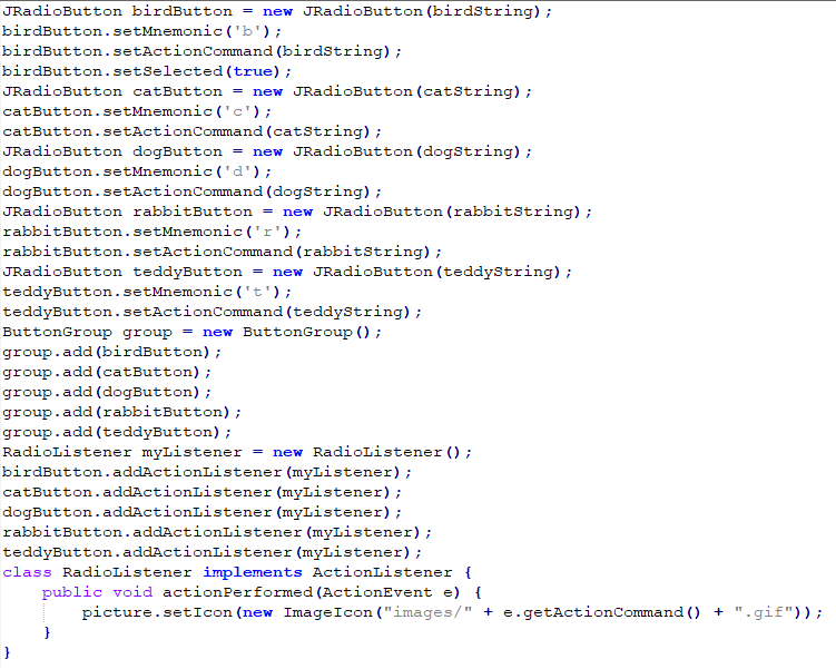 codigo radiobutton en swing