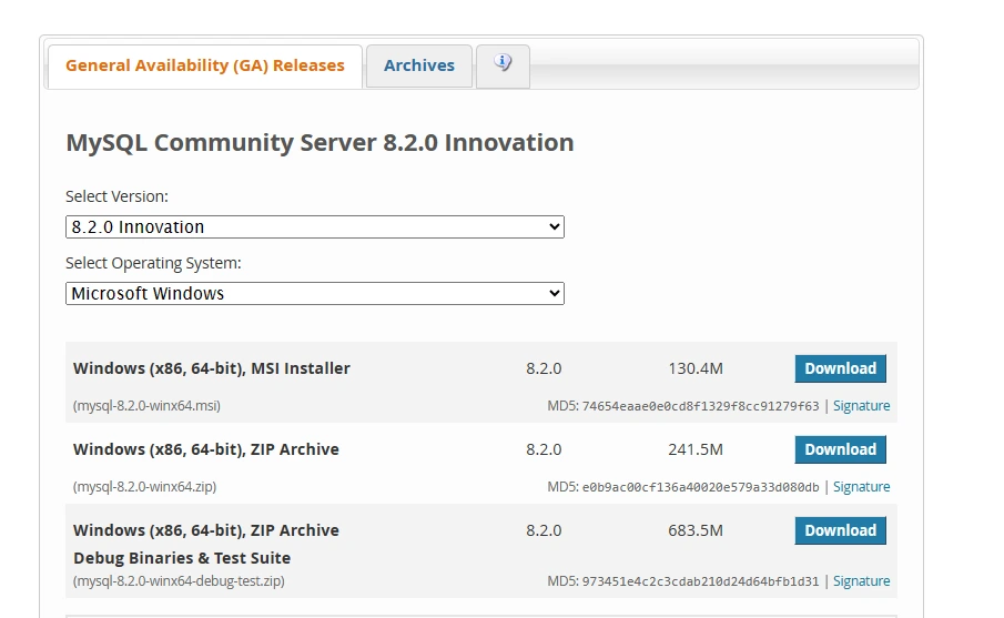 Community Server instalador MSI