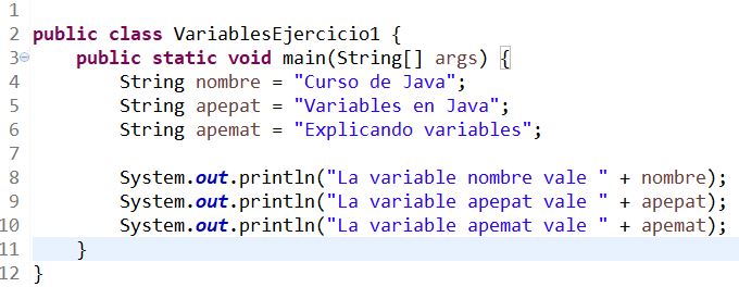 Variables en Java - ejercicio 1