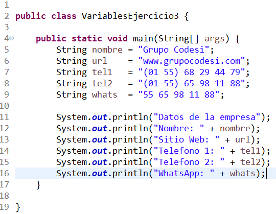 Variables en Java - Ejercicio 3